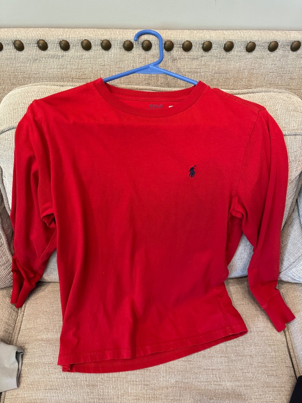 Polo by Ralph Lauren Red Long Sleeve Tee with Navy Pony Logo